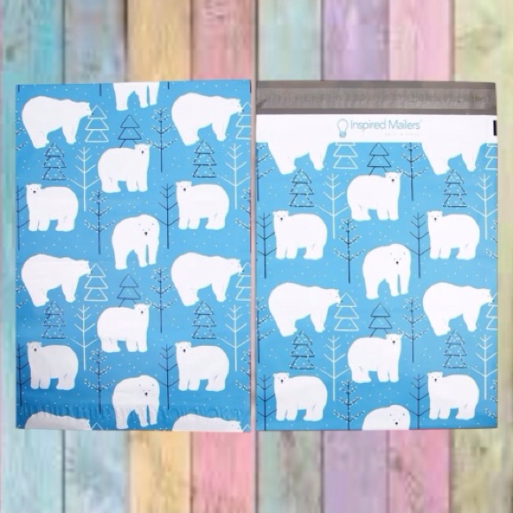 Blue White Polar Bears 25 Pack 12”x15” Poly Mailers